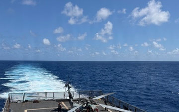 U.S. Sailors prepare an MH-60R Seahawk helicopter assigned to Helicopter Maritime Strike Squadron (HSM) 48, for flight while aboard the littoral combat ship USS Billings (LCS 15) in port at Ponce, Puerto Rico, June 26, 2026.