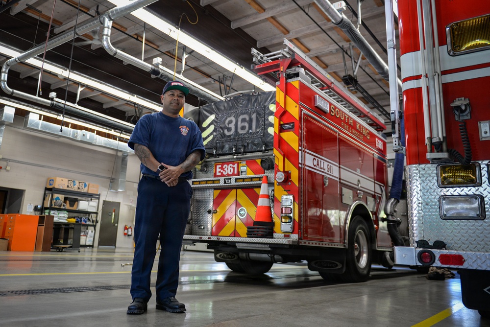 Bridging the flames: How one Reserve firefighter brings civilian grit to the flightline