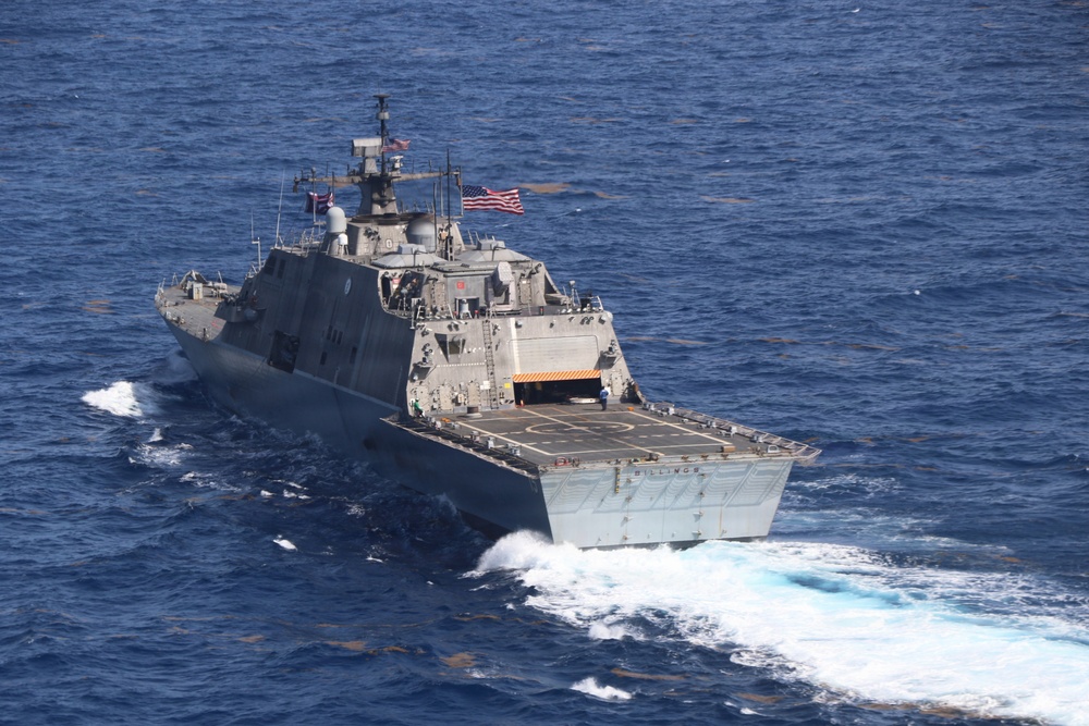 Littoral combat ship USS Billings (LCS 15) transits the Caribbean Sea, June 27, 2026.