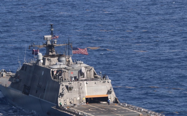 Littoral combat ship USS Billings (LCS 15) transits the Caribbean Sea, June 27, 2026.