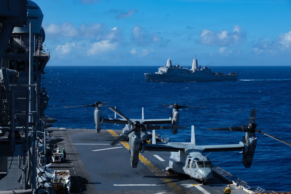 USS Boxer, USS Portland, USS John L. Canley Conduct Sailing in Formation