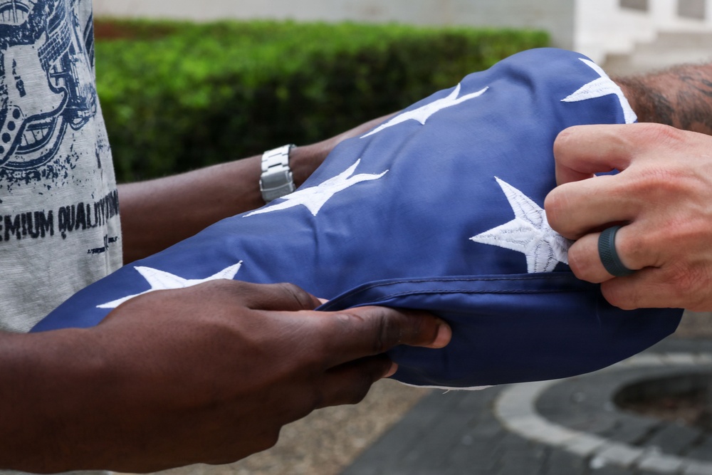 2026 Europe-Mediterranean Disinterment Team Assists with Flag Folding