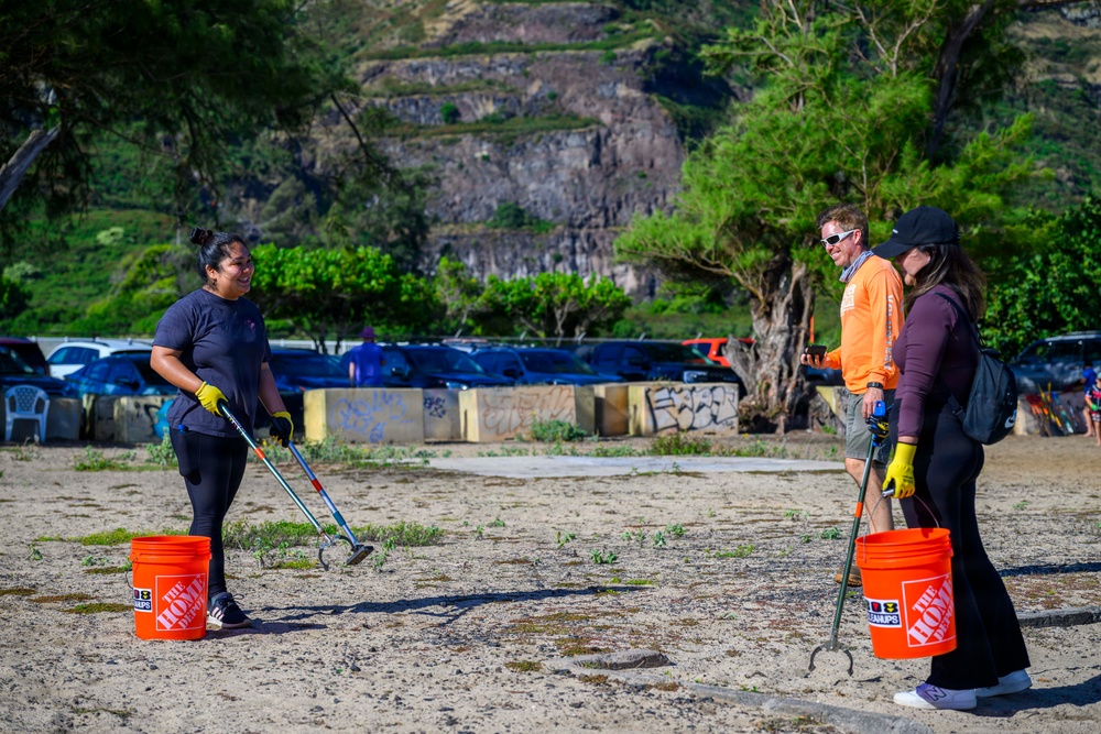 USS Theodore Roosevelt Carrier Strike Group and Carrier Air Wing 11 Sailors Participate in a Beach Clean Up During RIMPAC 26
