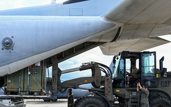 346th AEW and LCF-24 load supplies for Venezuela Relief
