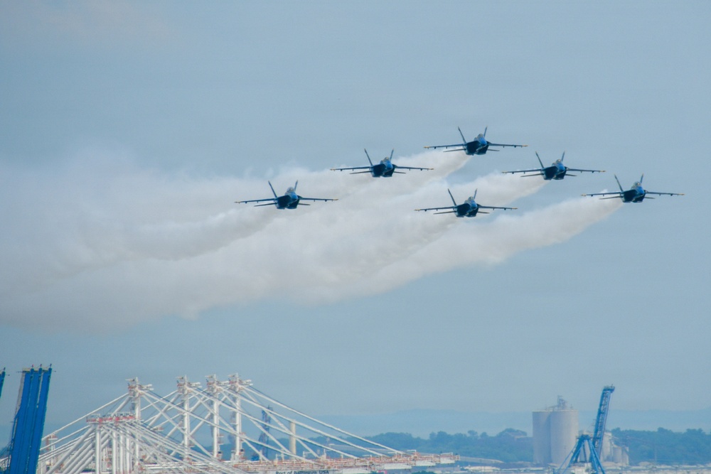 Blue Angels fly over Baltimore during SAIL250
