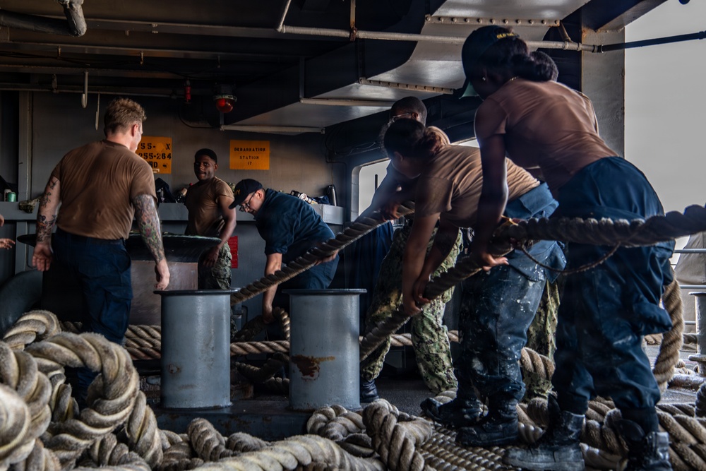 Nimitz Sailors Conduct Line Handling