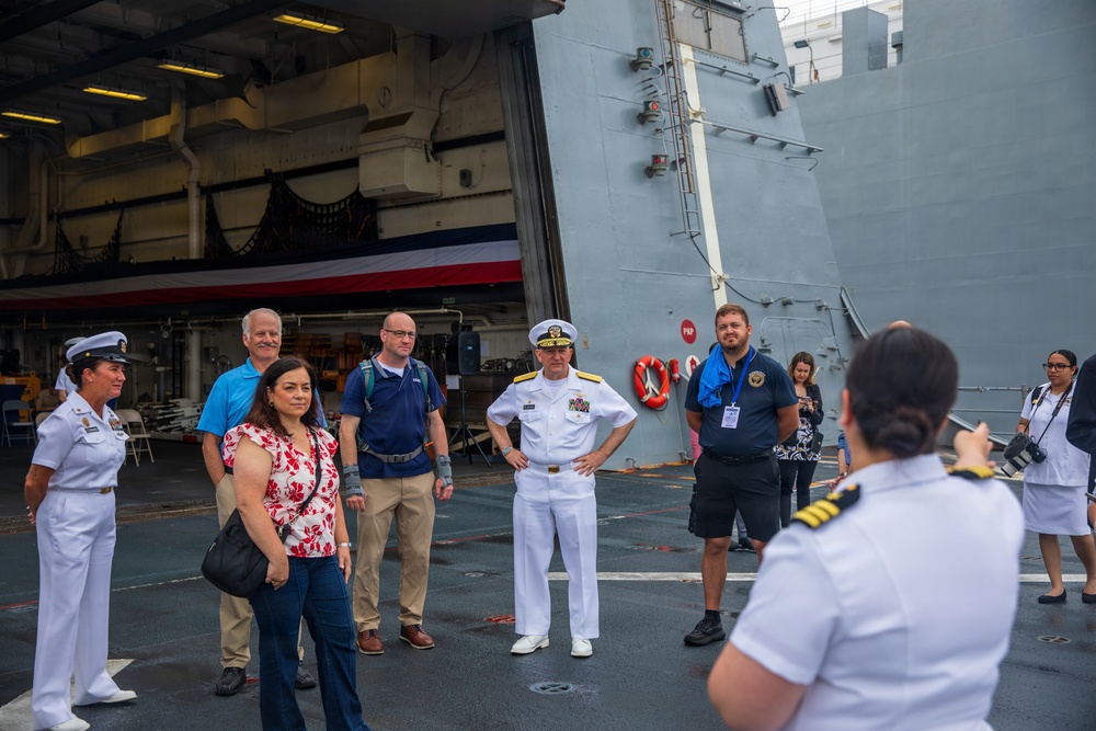 Members of the Baltimore Navy League tour USS Arlington (LPD 24) during SAIL 250 Maryland &amp; Airshow Baltimore