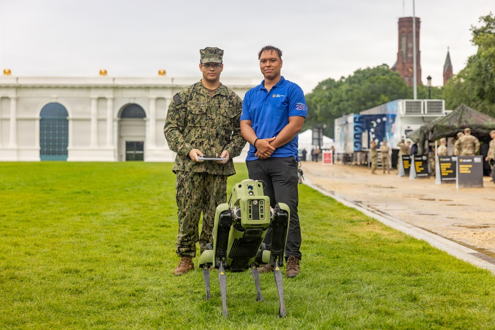 Service Members interact with attendees during the Great American State Fair