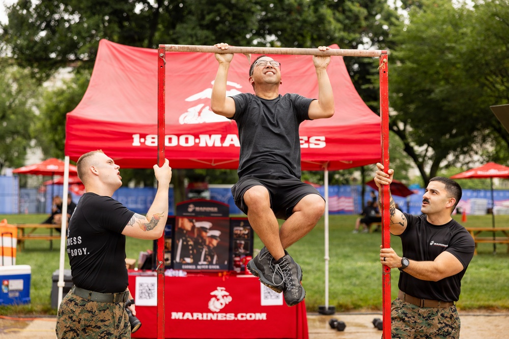Service Members interact with attendees during the Great American State Fair