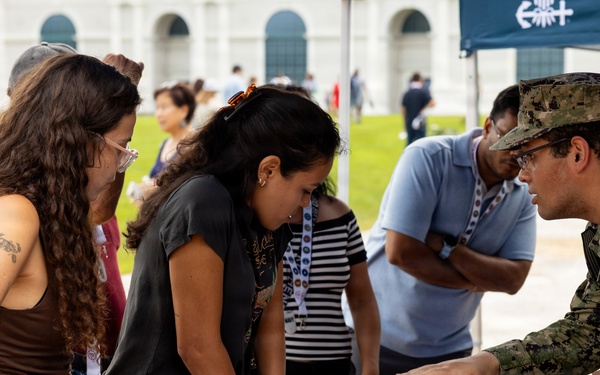 Service Members interact with attendees during the Great American State Fair