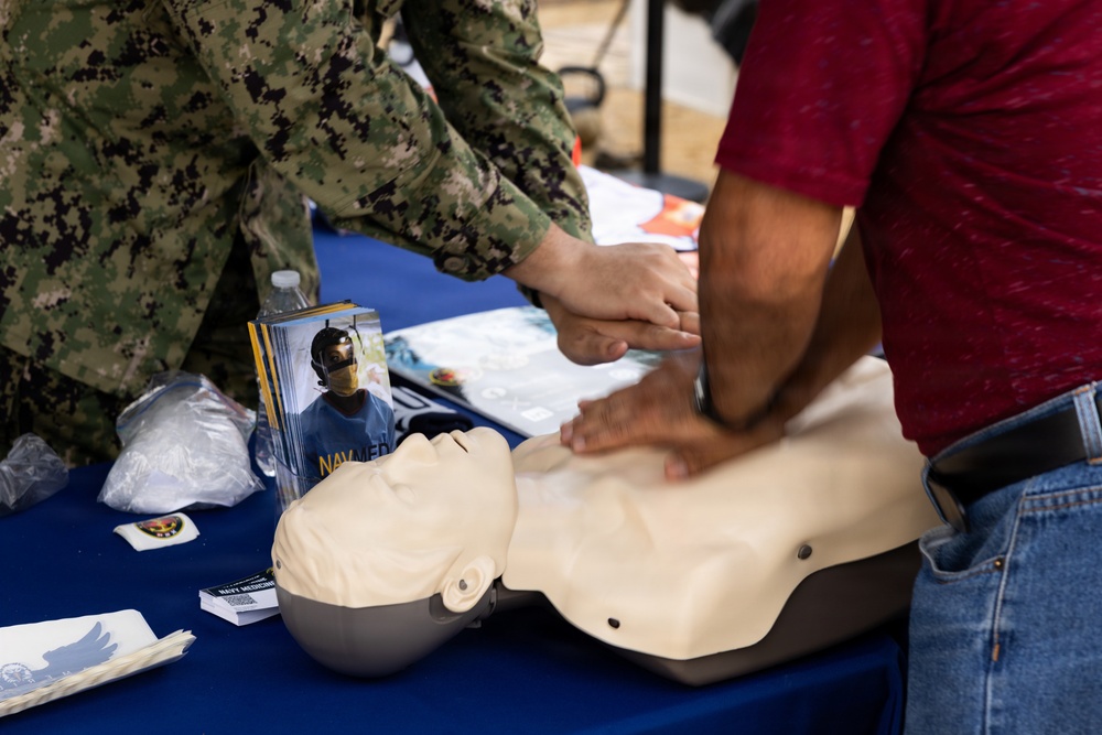 Service Members interact with attendees during the Great American State Fair