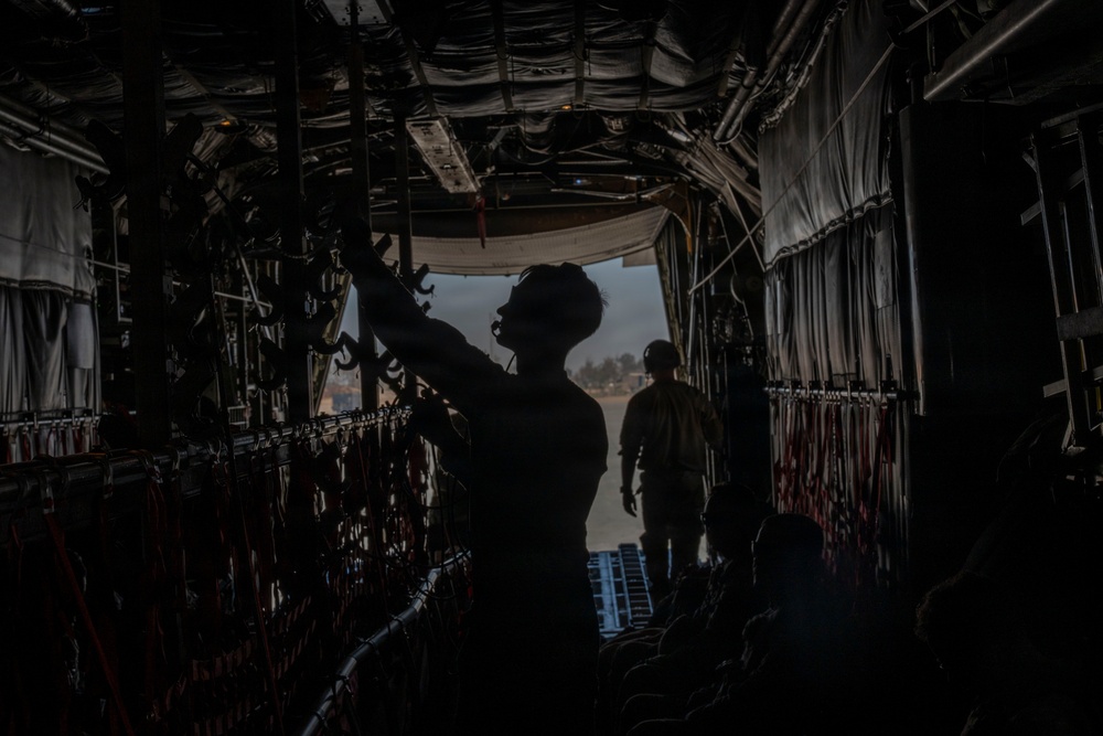 C-130H3 conducts cargo operations across CENTCOM