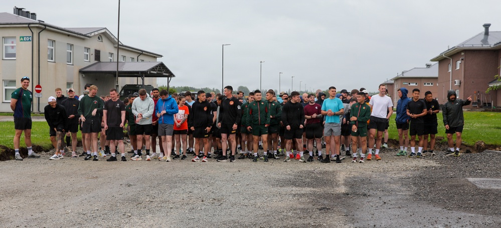U.S. Army, British, French soldiers participate in a 4x4x48 charity event to help bring awareness to mental health and combat stress