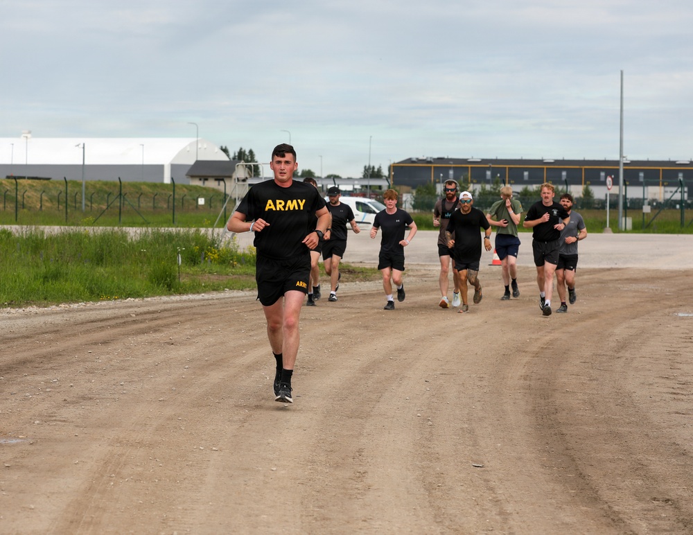 U.S. Army, British, French soldiers participate in a 4x4x48 charity event to help bring awareness to mental health and combat stress