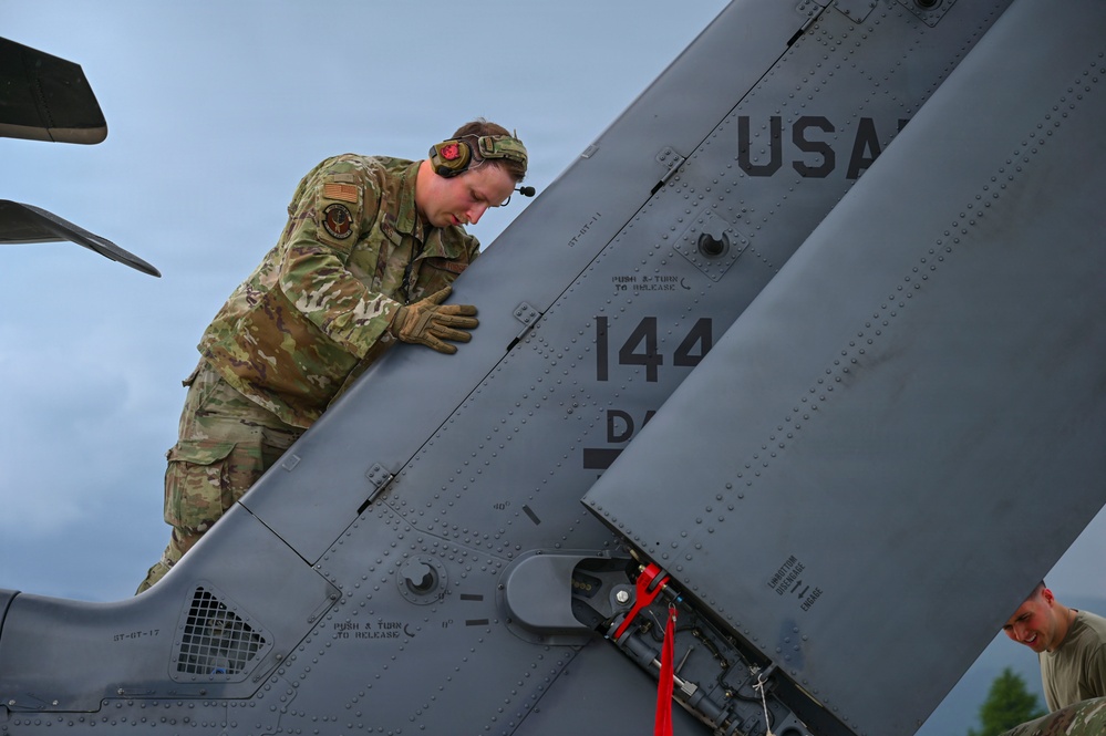 56th RGS load an HH-60W onto a C-17 for a routine deployment