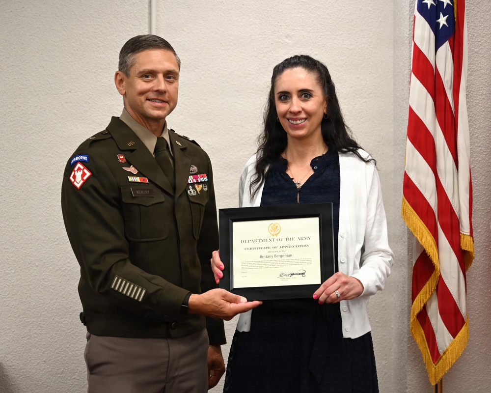 Brittany Bergeman Recognized for Support to USACE Buffalo District