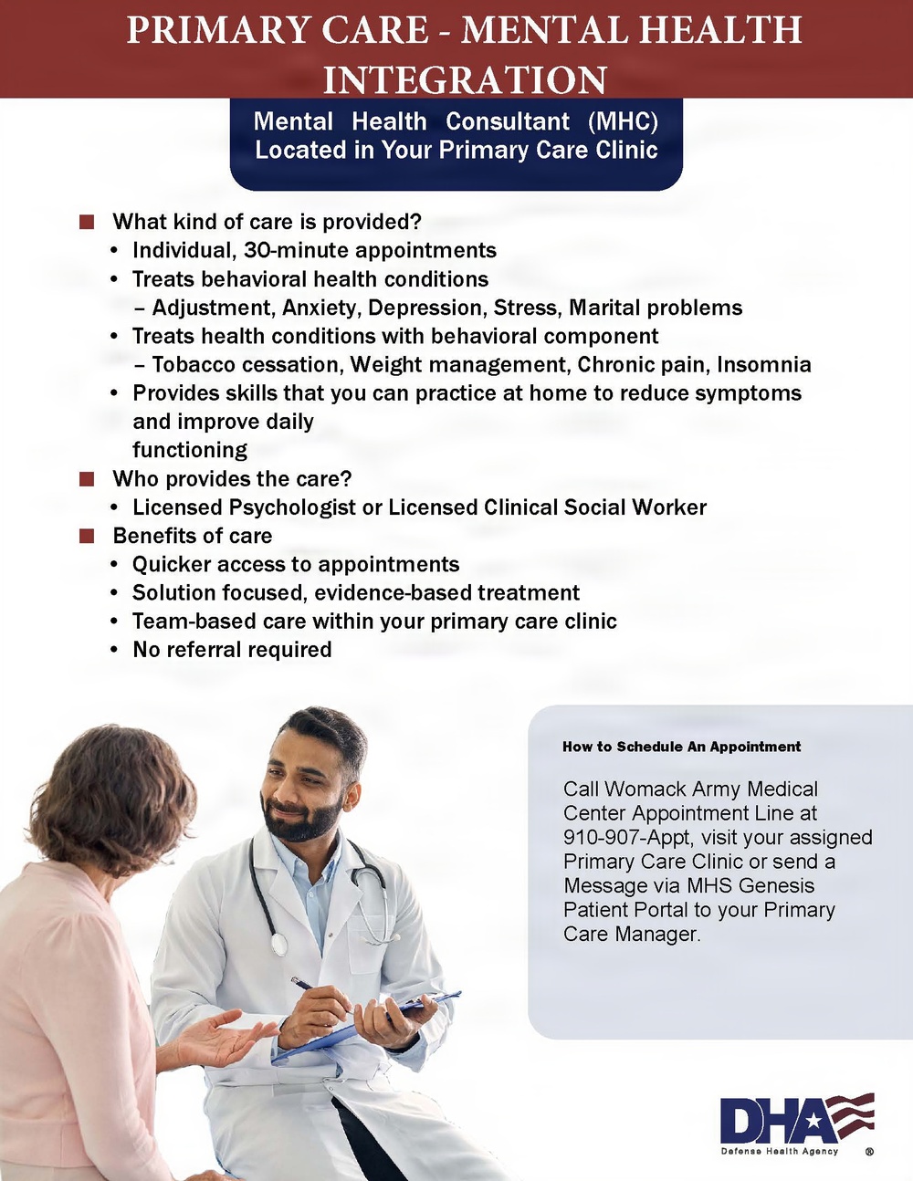Womack Army Medical Center Announces Transition to Primary Care-Mental Health Integration Program