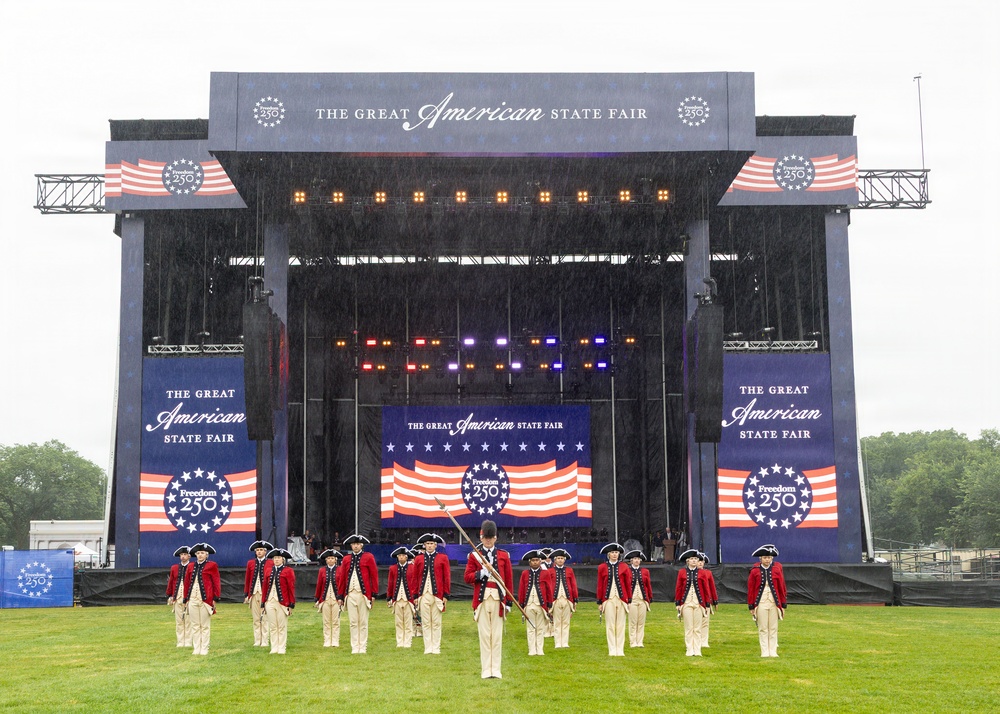 U.S. Army Old Guard Fife and Drum Corps performs at the Great American State Fair