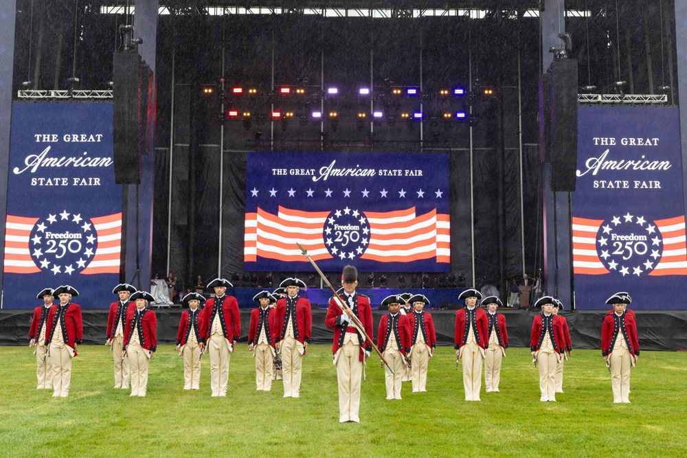 U.S. Army Old Guard Fife and Drum Corps performs at the Great American State Fair