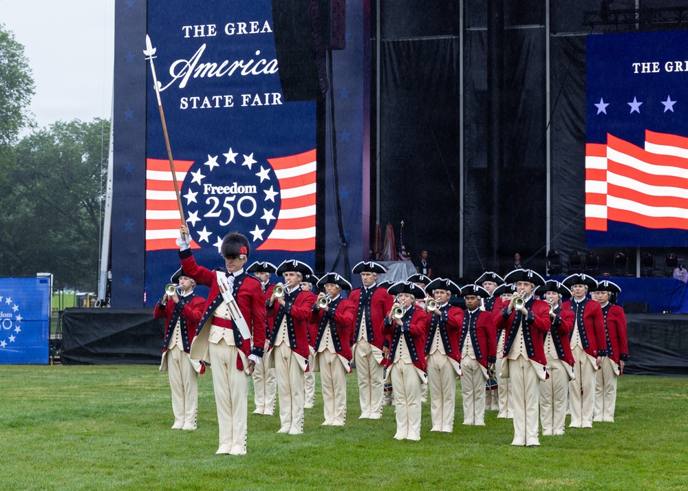 U.S. Army Old Guard Fife and Drum Corps performs at the Great American State Fair
