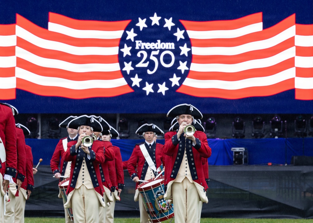 U.S. Army Old Guard Fife and Drum Corps performs at the Great American State Fair