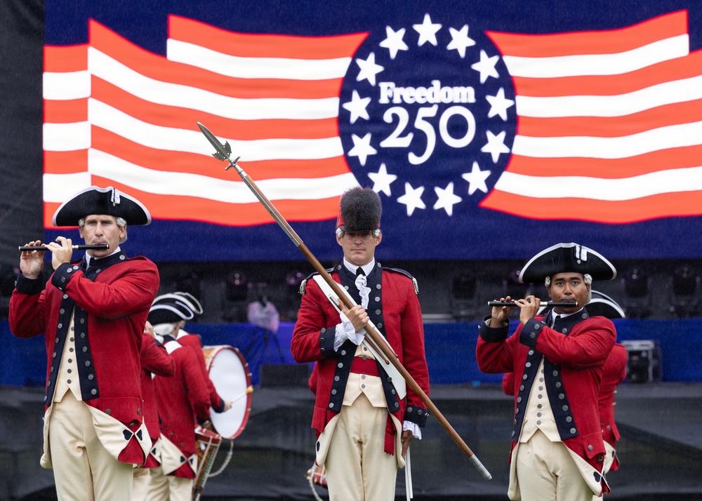 U.S. Army Old Guard Fife and Drum Corps performs at the Great American State Fair