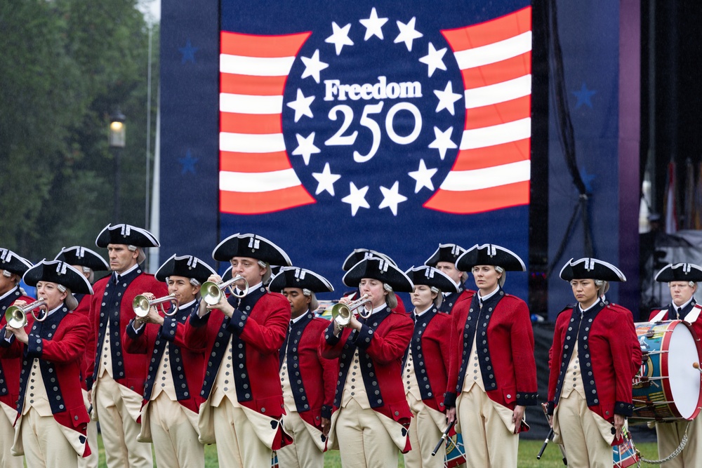 U.S. Army Old Guard Fife and Drum Corps performs at the Great American State Fair
