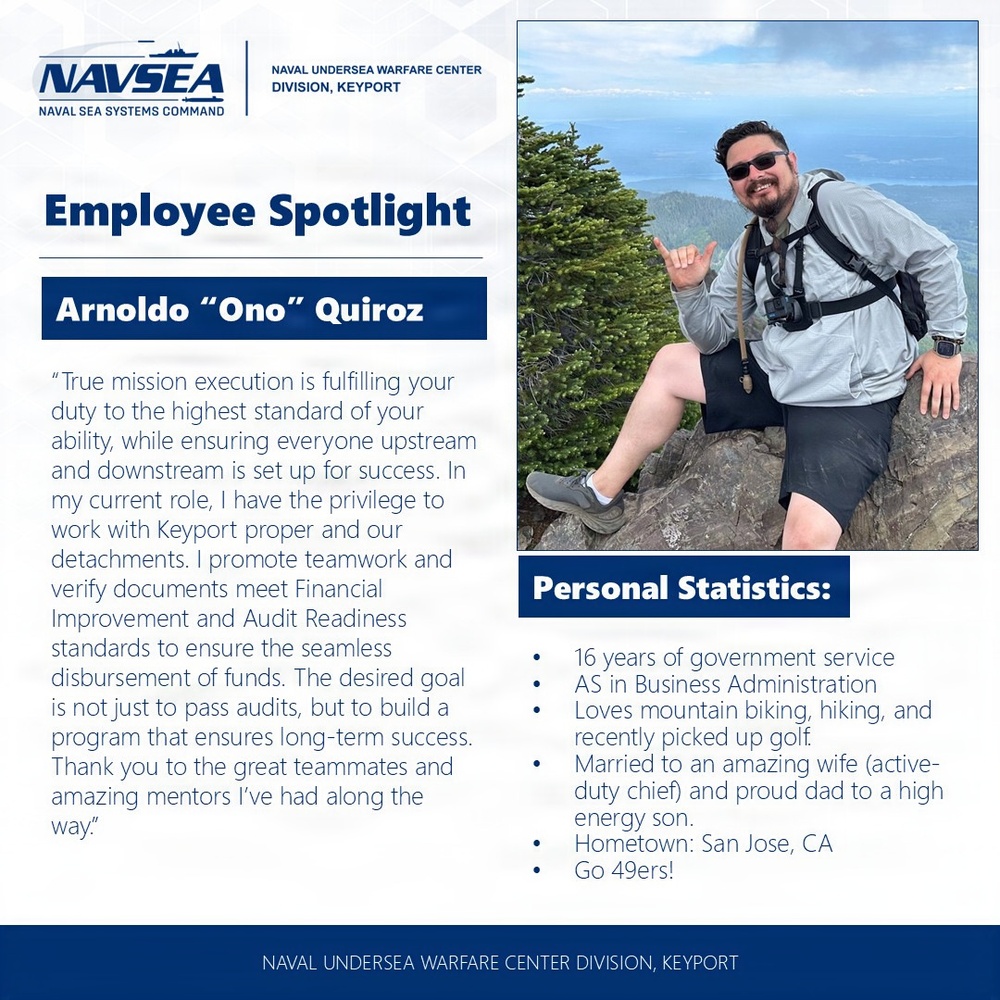 NUWC Division, Keyport Employee Spotlight: Ono Quiroz