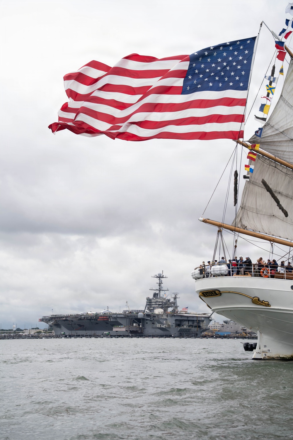 US Coast Guard Cutter Eagle leads Sail250 Virginia Parade of Sail