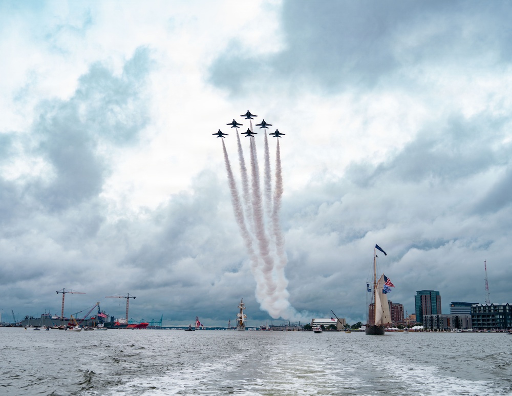 US Coast Guard Cutter Eagle leads Sail250 Virginia Parade of Sail