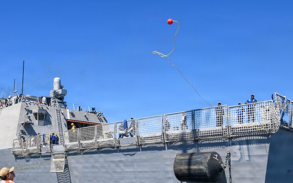 USS Cleveland (LCS 31) Moors Pier Side at SUBASE