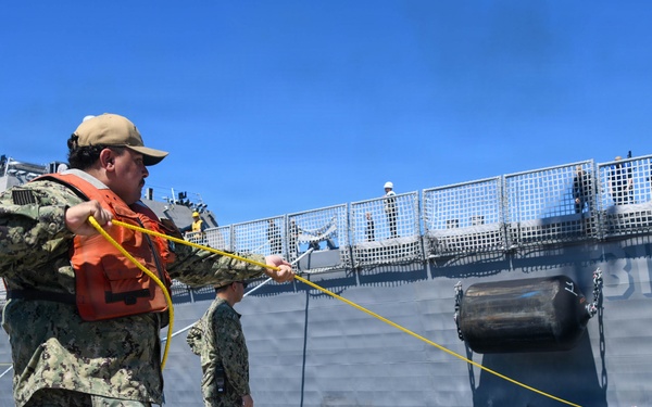 USS Cleveland (LCS 31) Moors Pier Side at SUBASE