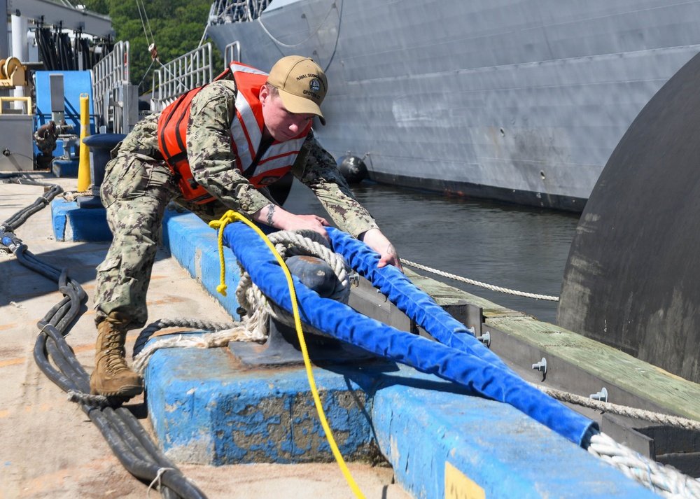 USS Cleveland (LCS 31) Moors Pier Side at SUBASE