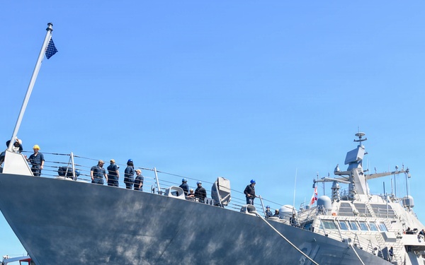 USS Cleveland (LCS 31) Moors Pier Side at SUBASE