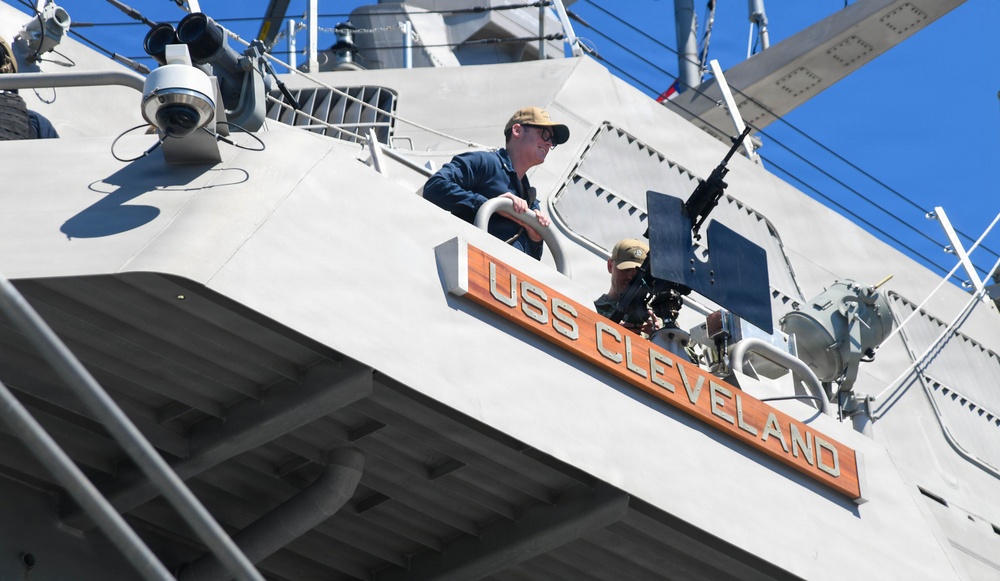 USS Cleveland (LCS 31) Moors Pier Side at SUBASE