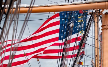 US Coast Guard Cutter Eagle leads Sail250 Virginia Parade of Sail