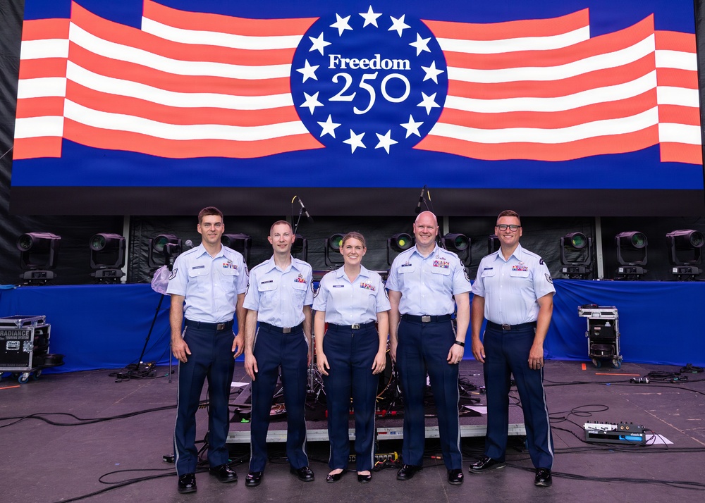The U.S. Air Force Band Max Impact performs at the Great American State Fair