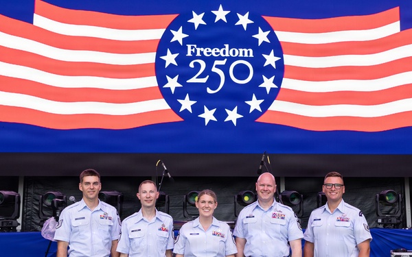 The U.S. Air Force Band Max Impact performs at the Great American State Fair
