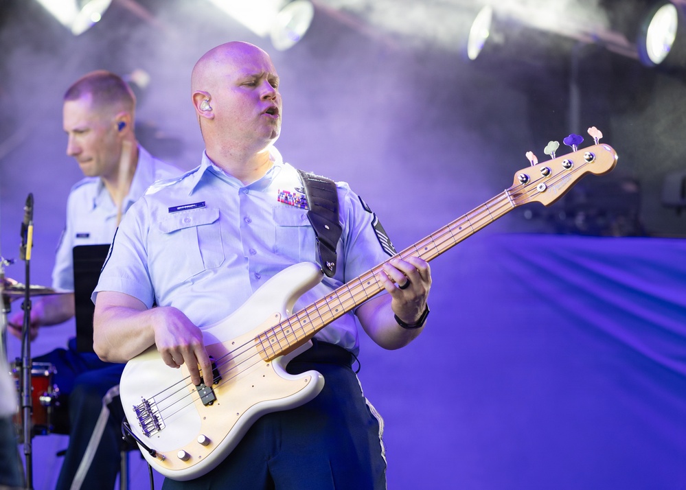 The U.S. Air Force Band Max Impact performs at the Great American State Fair