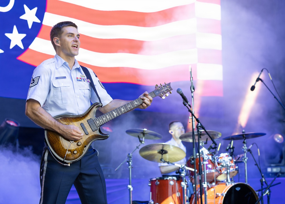 The U.S. Air Force Band Max Impact performs at the Great American State Fair