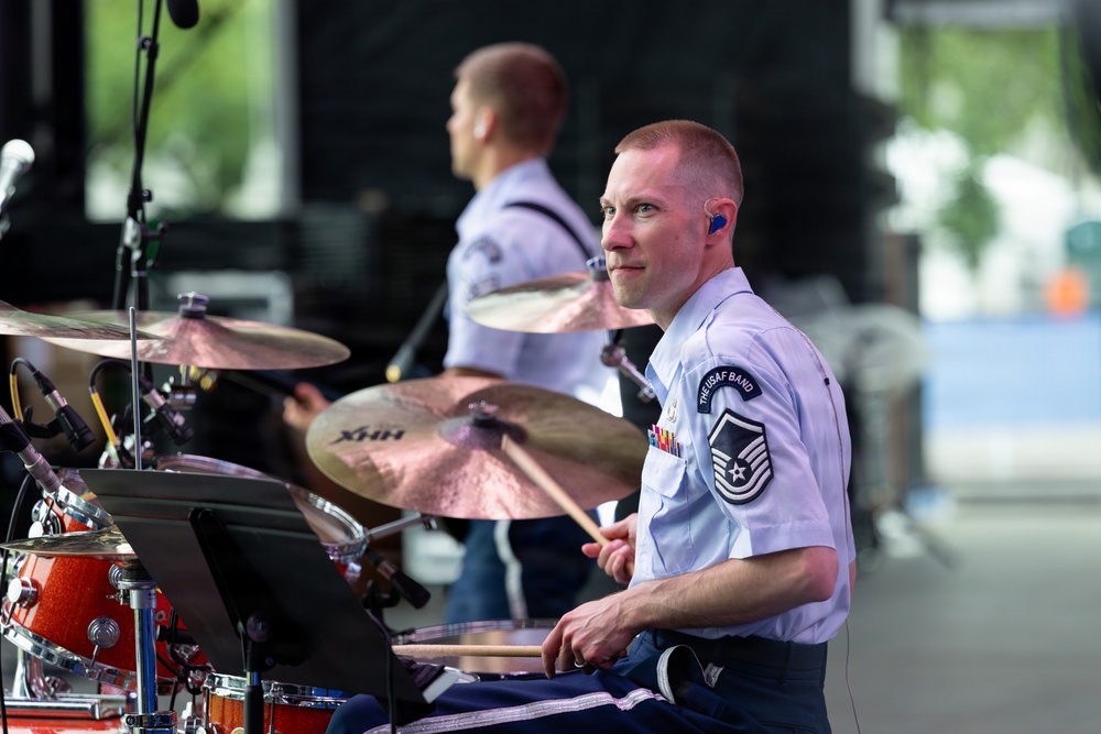 The U.S. Air Force Band Max Impact performs at the Great American State Fair