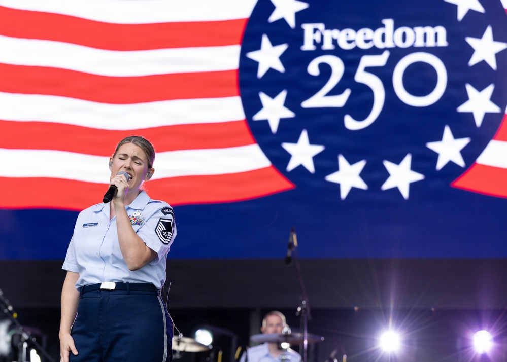 The U.S. Air Force Band Max Impact performs at the Great American State Fair