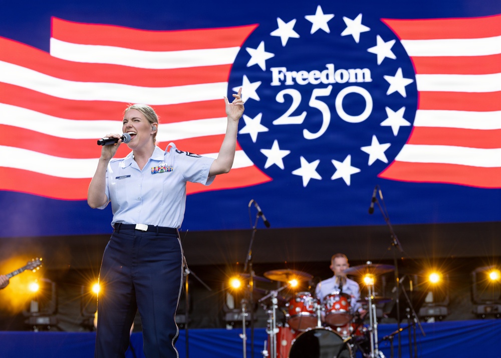 The U.S. Air Force Band Max Impact performs at the Great American State Fair