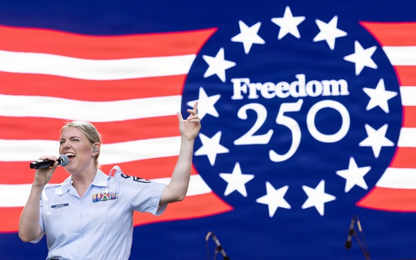 The U.S. Air Force Band Max Impact performs at the Great American State Fair