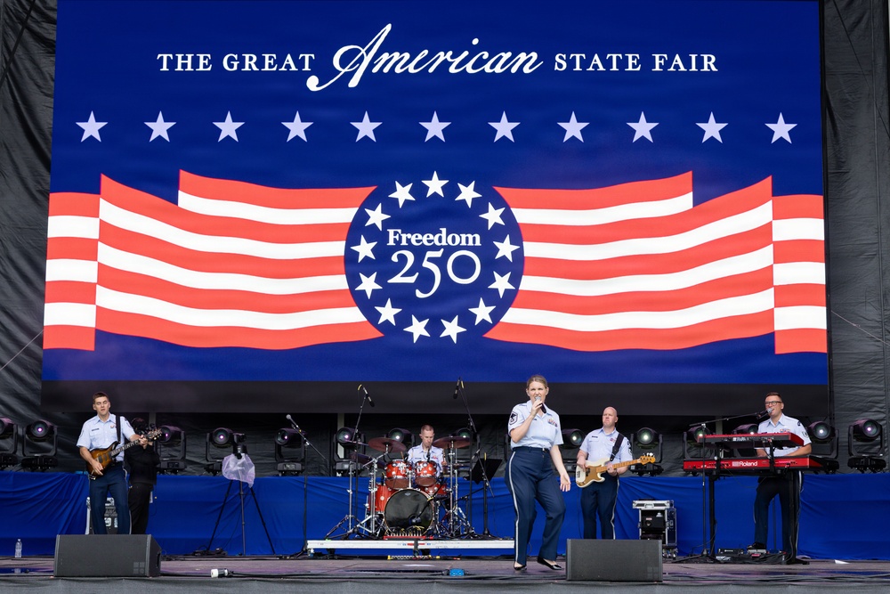 The U.S. Air Force Band Max Impact performs at the Great American State Fair