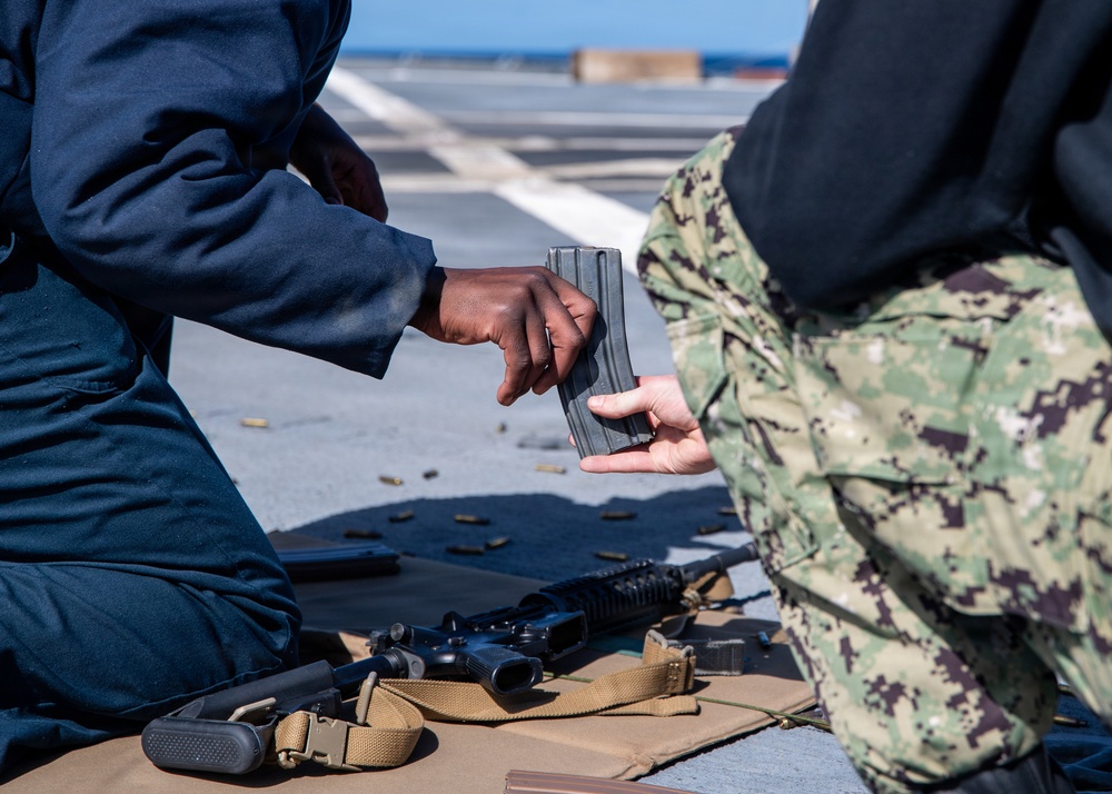 USS Mount Whitney Holds Gun Shoot