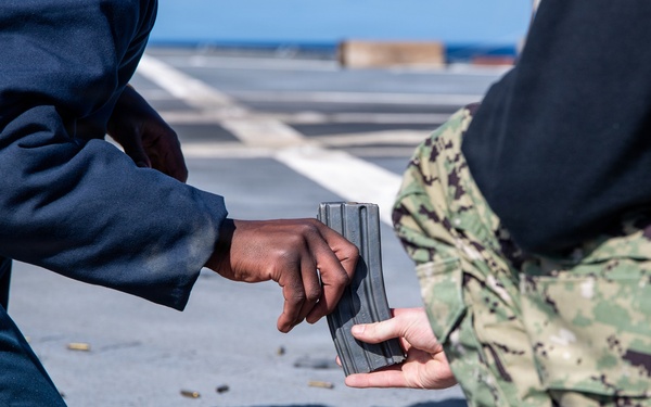 USS Mount Whitney Holds Gun Shoot