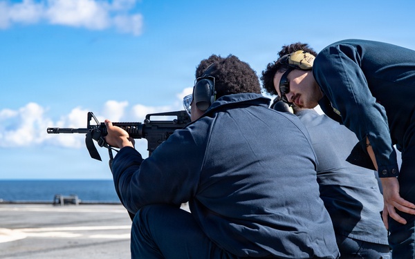 USS Mount Whitney Holds Gun Shoot