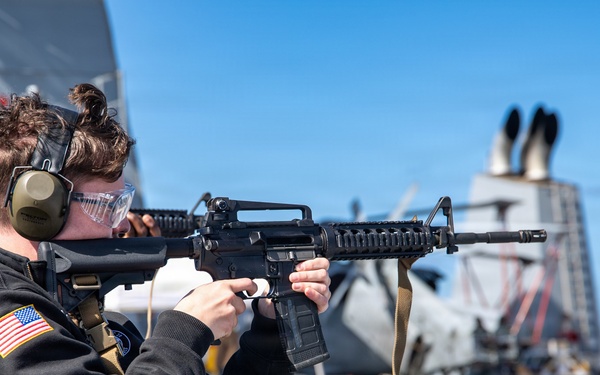 USS Mount Whitney Holds Gun Shoot