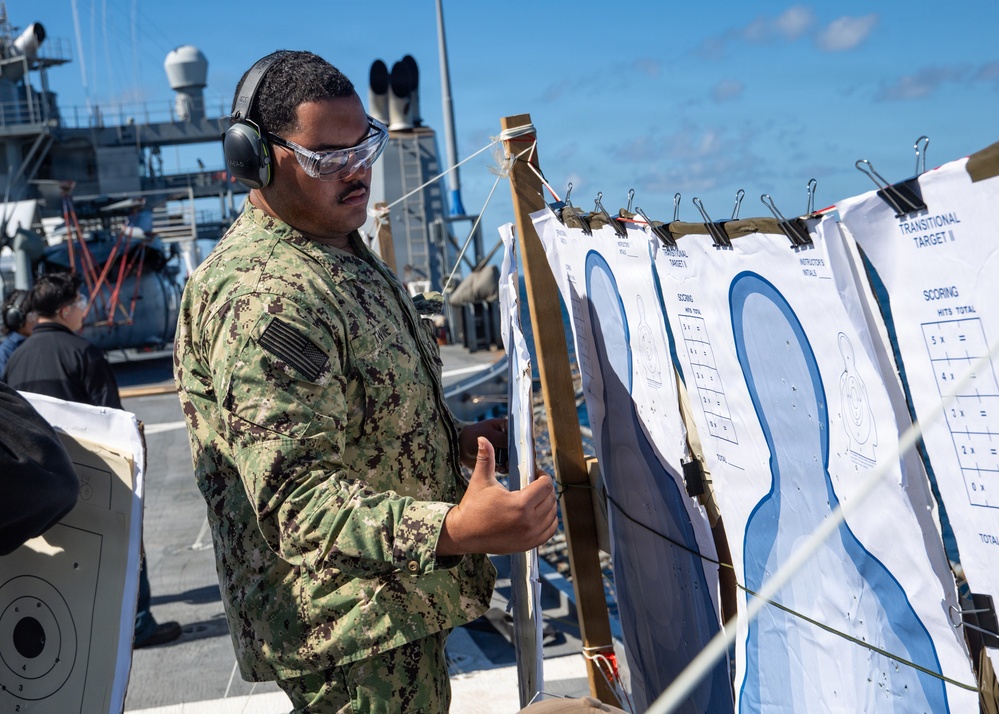 USS Mount Whitney Holds Gun Shoot
